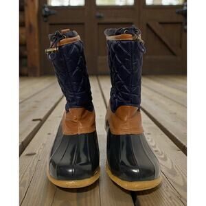 G.H. Bass & Co. Sea Duck boots navy blue quilted nylon upper size‎ 10 navy blue